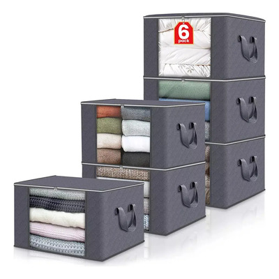Cajas Auledio Plegables 90L Tela No Tejida 6 Pack Almacenaje Gris | MercadoLibre