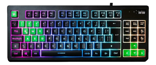 Teclado Gamer Vsg Pulsar Qwerty Español Latinoamérica Color Negro Con Luz Rgb