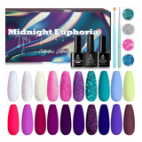 Kit De Esmaltes De Uñas De Gel Beetles Midnight Euphoria Col