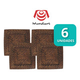 Kit 6 Sousplat Quadrado Mundiart Rattan Bambu Marrom Escuro