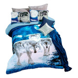 Cobertor Mat/ind Borrega Lobos Azul-blanco Concord