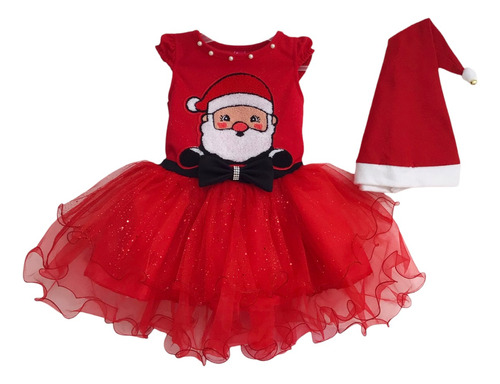 Disfraz Vestido Niña Santa Claus Muñeco De Nieve Con Gorro Navidad  Papá Noel Navideño Rojo Fiesta Noche Buena Tutu 