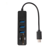 Hub Usb-c 2.0 Combo Lector Memorias 3 Usb / Sd/ Tf Microsd