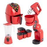 Kit Cozinha Infantil Completa Brinquedo Menino Vermelho 9pç