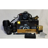 Cámara Nikon D5600 Dslr + 3 Lentes, 2 Baterías Y Accesorios
