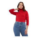 Sweater Mujer Cuello Alto Rojo Corona