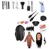 Kit Set Peluquería Tijera Capa Cabeza De Practica Peine 