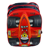 Mochila Escolar Infantil Costas Carros Super Motor 3d Cor Vermelho Ii Desenho Do Tecido Liso