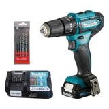 Kit Furadeira Parafusadeira Makita Hp333dwyx3 + Acessórios Cor Azul-turquesa 110v/220v