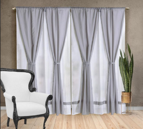 Cortinas Ambiente 4 Paños Deni Con Envio Gratis