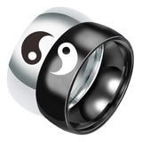 Anillo Pareja Ying Yang Símbolo Acero Inoxidable Cultura