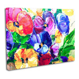 Cuadro Lienzo Canvas 45x60cm Flores Colores Pintura Oleo