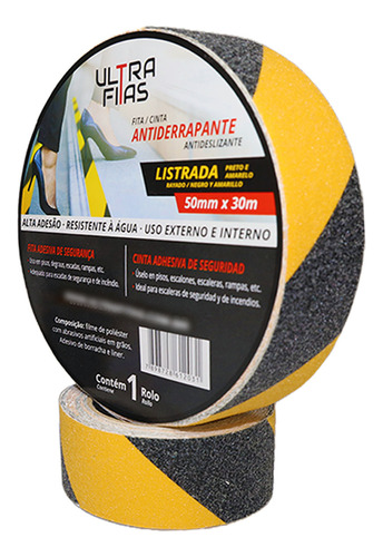 Ultra Fitas Antiderrapante Fita Antiderrapante 30m X 50mm Cor Amarela E Preta