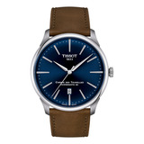 Reloj Hombre Tissot T139.407.16.041.00 Chemin Des Tourelles Color De La Correa Marrón Color Del Bisel Plateado Color Del Fondo Azul