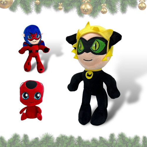 Peluche De Miraculous Calidad Premium Ladybug Cat Noir Tikki