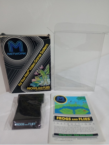 Atari 2600 Frogs N Flies En Caja, Juego, Manual Y Protector 