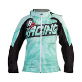 Chamarra Deportiva R7 Bco/ngo/aqua R7-700 Textil P/dama