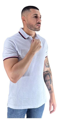 Camisa Polo Masculina Manga Curta Lisa Com Botão Algodão