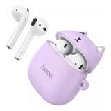 Audifonos Bluetooth Tws Hoco Ew45 Gato Compatible iPhone Color Violeta