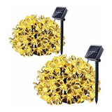 Juego De 2 Luces Solares De 9,5 M 50 Leds De Flores De Cerez