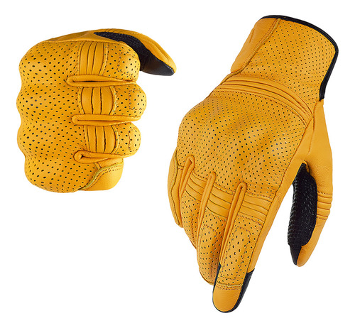 Guantes Con Pantalla Táctil Para Motocicleta, Piel Auténtica