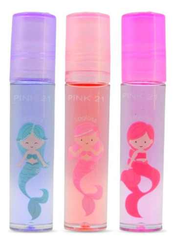 Labial Pink 21 Gloss Mermaid Con Sabor