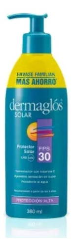 Dermaglos Protector Solar Fps 30 Envase Familiar X 380 Ml