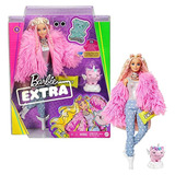 Muñeca Barbie Extra N. ° 3 En Abrigo Rosa Esponjoso Con Masc