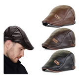 Gorra Tipo Boina Para Hombre, Piel Sintética, De Lujo, A La