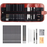 Set 29 Piezas Lápices De Dibujo Y Boceto Profesional Color Del Trazo Negro