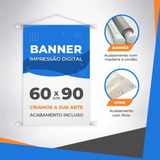 Banner Faixa Placa Lona Baner Uv Personalizado 90x60 Bastao