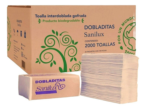 2000 Toallas Interdobladas Sanilux Bio Natural Tipo Sanitas