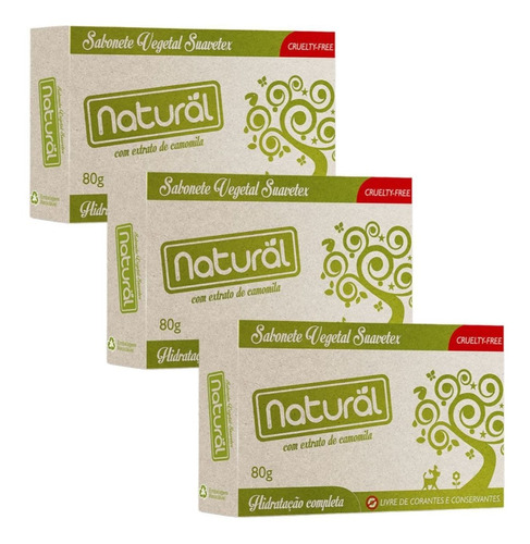 Kit 3 Sabonete Natural Extrato De Camomila 80gr - Suavetex