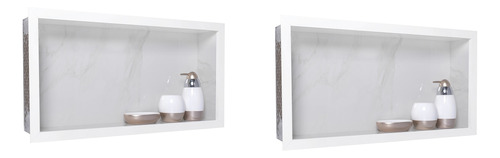 2 X Nicho Em Porcelanato  P/ Banheiro Branco 61x30x11 Cm