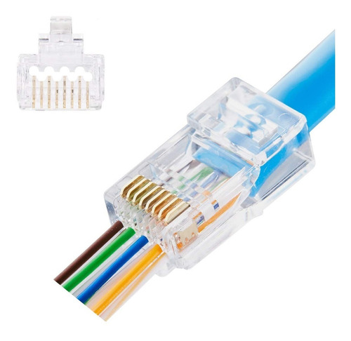 Atlanticswire Conector Rj45 Pass Thru / Ez Cat6 Macho 100un