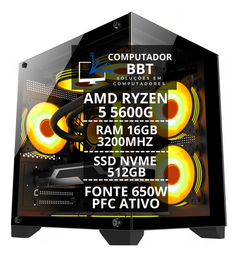 Pc Gamer Ryzen 5 5600g 16gb Ddr4 3200mhz Nvme 512gb 650w