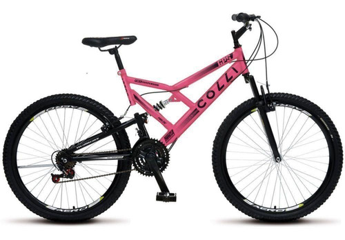 Bicicleta Gps Aro 26 Colli Rosa 21marchas Dupla Suspensão