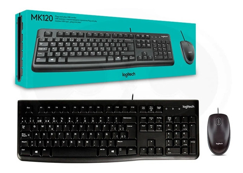 Kit Teclado + Mouse Logitech Mk120 Español Negro