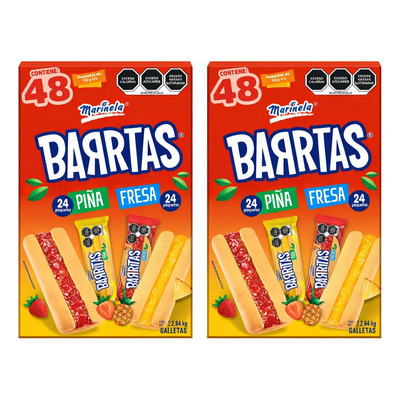 Pack 2 Marinela Barritas De Fresa Y Piña 48 Pzas 55 G Ctc