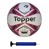 Bola Futebol Society Topper Slick + Bomba De Ar Cor Rosa-preto