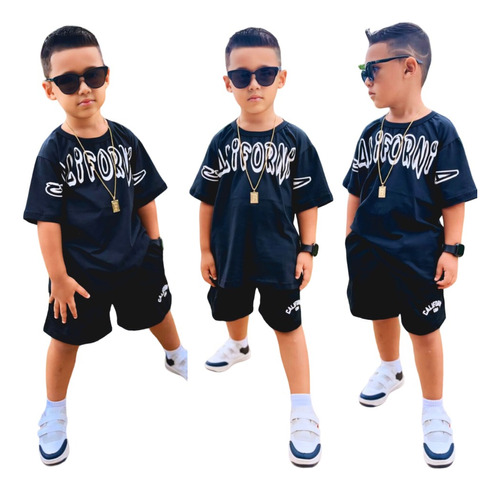 Conjunto Verao Infantil Kit Camiseta Bermuda Moda Premium