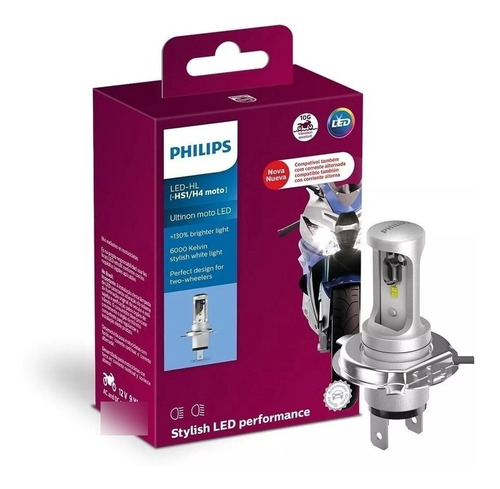 Lâmpada Led Ultinon Philips Moto Hs1 / H4 12v 6000k 130% Luz