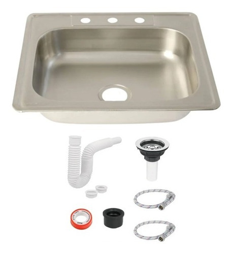 Tarja Fregadero Tipo Bar Acero Inox 64x59 Cm Con Kit S/mezcl