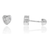 Hermosos Broqueles Corazón Bisel Zirconia 5mm Plata 925