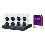 Kit Nvr 8mp 8ch + 8cam Domo 2mp Ip Poe Micrófono + 2tb