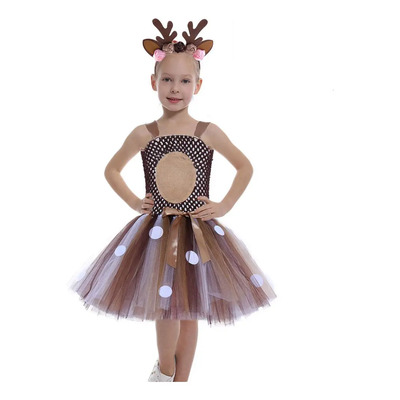 Disfraz Navideño Para Niñas, Vestidos Con Tutú De Ciervo Y A