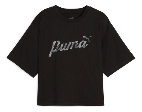 Polera Puma Ess+ Blossom Short Graphic Tee Negro Mujer