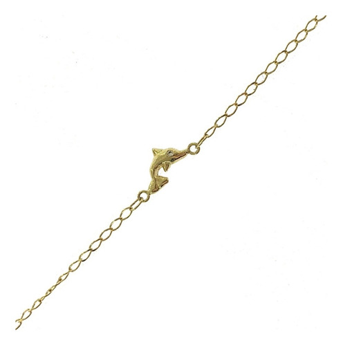 Pulsera Tobillera Delfin Liso 25cm Oro 10k Kt / Mujer Regalo