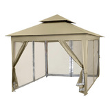 Toldo Carpa Gazebo 3x3 Plegable Mosquitero Exterior Color Beige