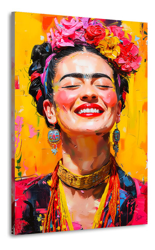 Cuadro Moderno En Tela Canvas Frida Kahlo Sonrisa 